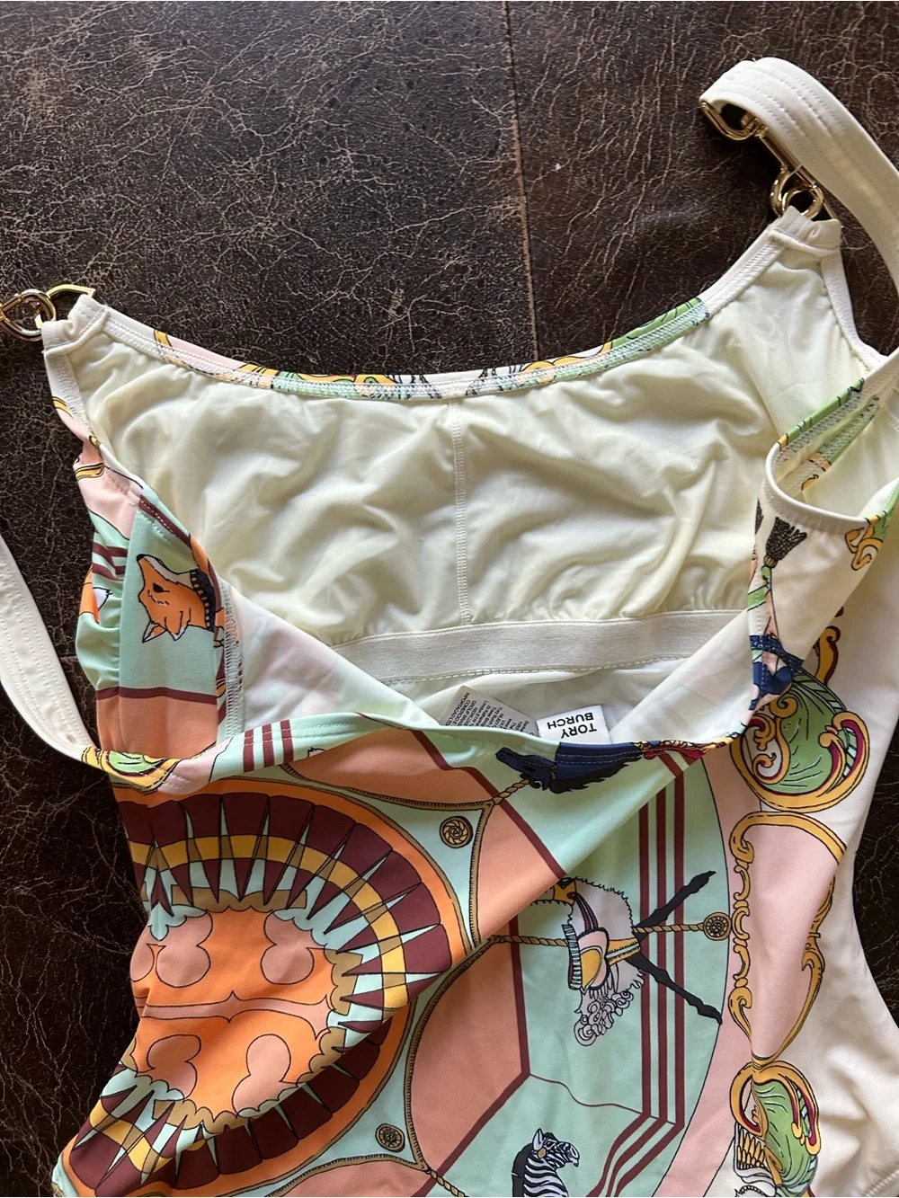Tory Burch Carousel Gold Clip Tank One-Piece Swimsuit